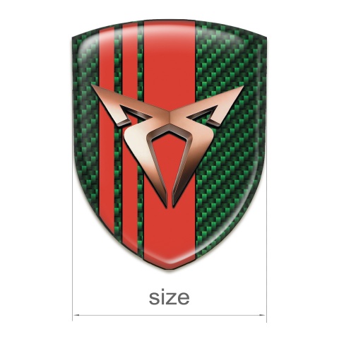 Seat Cupra Silicone Emblem Green Carbon with Red tapes Decoration 