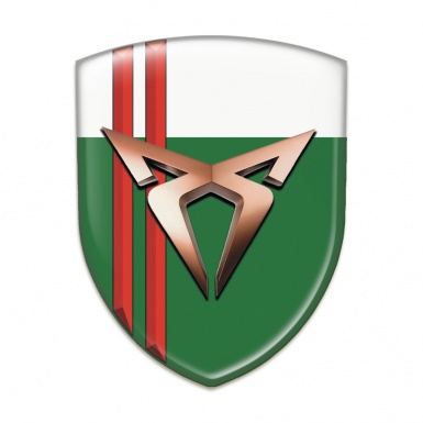 Seat Cupra Self Adhesive Car logo Emblem Green White with Red lines Style 