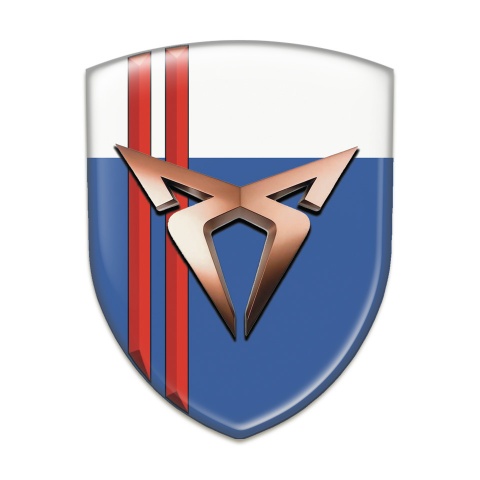Seat Cupra Silicone Car Decal Badge Blue White with Red Lines Style 