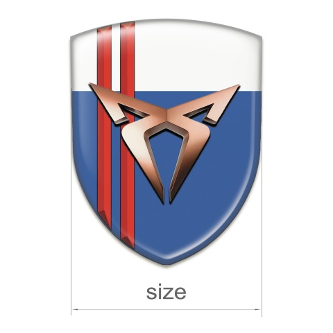 Seat Cupra Silicone Car Decal Badge Blue White with Red Lines Style 