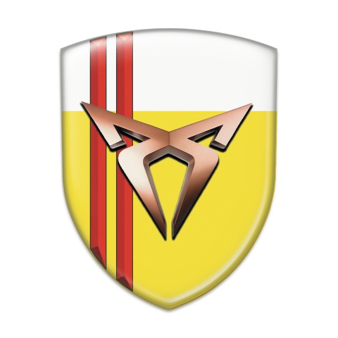 Seat Cupra Silicone Badge Yellow White with Red Lines Style 