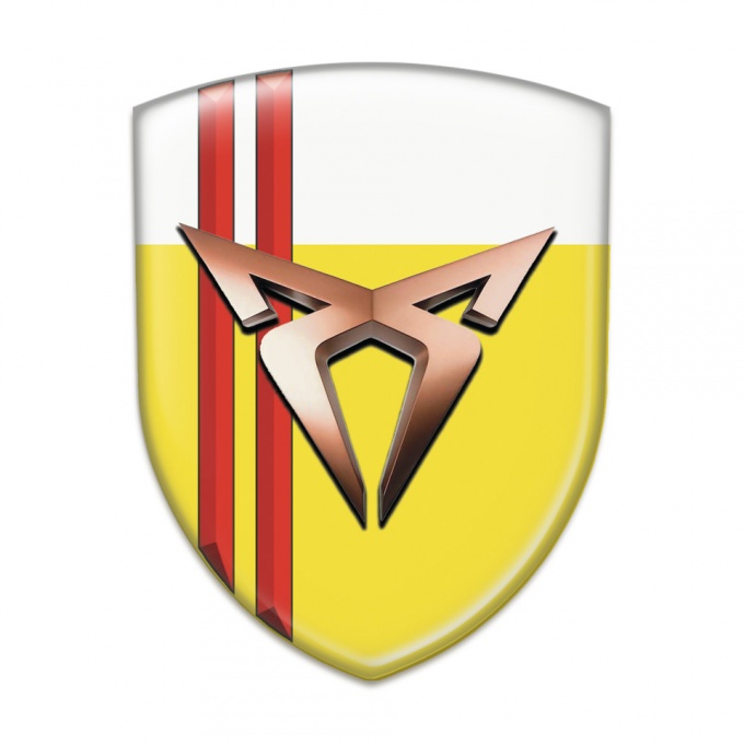 Seat Cupra Silicone Badge Yellow White with Red Lines Style 