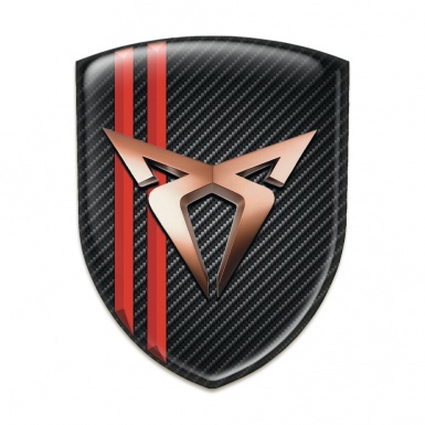 Seat Cupra Tuning Emblem Black Carbon with Red Lines Style 