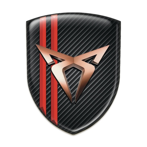 Seat Cupra Tuning Emblem Black Carbon with Red Lines Style 