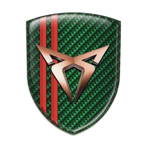 Seat Cupra Self Adhesive Emblem Logo Gree Carbon with Red Lines Style 