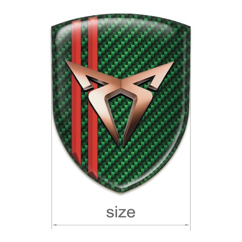 Seat Cupra Self Adhesive Emblem Logo Gree Carbon with Red Lines Style 