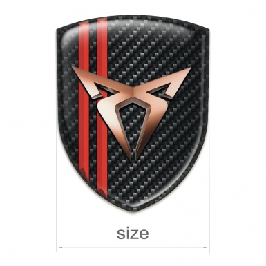 Seat Cupra Domed Emblem Dark Carbon with Red Lines style 
