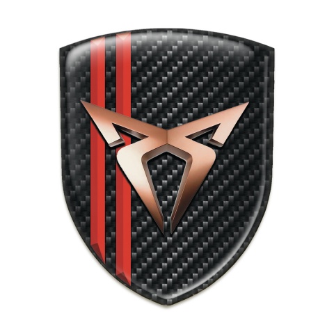 Seat Cupra Domed Emblem Dark Carbon with Red Lines style 