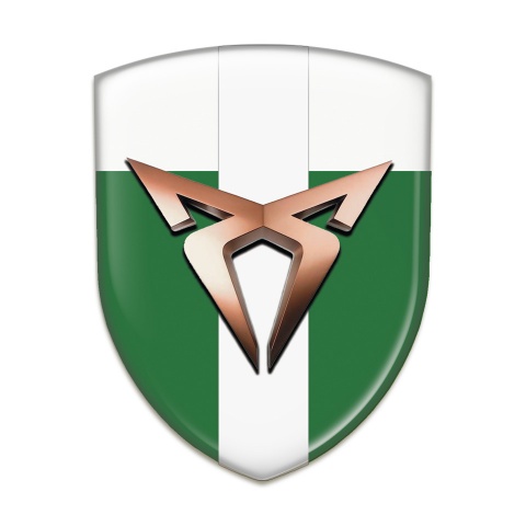 Seat Cupra Silicone Car Decal Badge Green White with White Tape Model