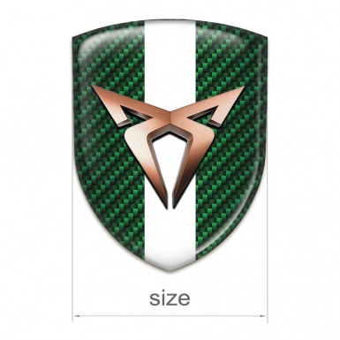 Seat Cupra Self Adhesive Emblem Logo Green Carbon with White Tape Edition 