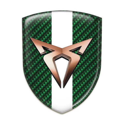 Seat Cupra Self Adhesive Emblem Logo Green Carbon with White Tape Edition 
