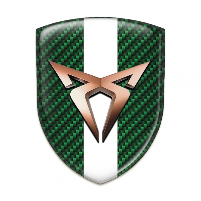Seat Cupra Self Adhesive Emblem Logo Green Carbon with White Tape Edition 