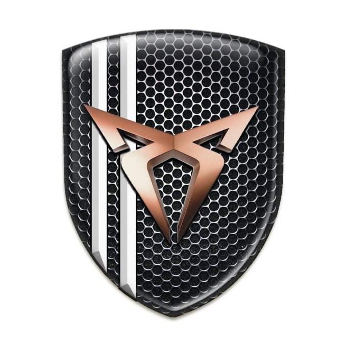 Seat Cupra Self Adhesive Emblem Logo Perforated Steel with White Stripes Model 
