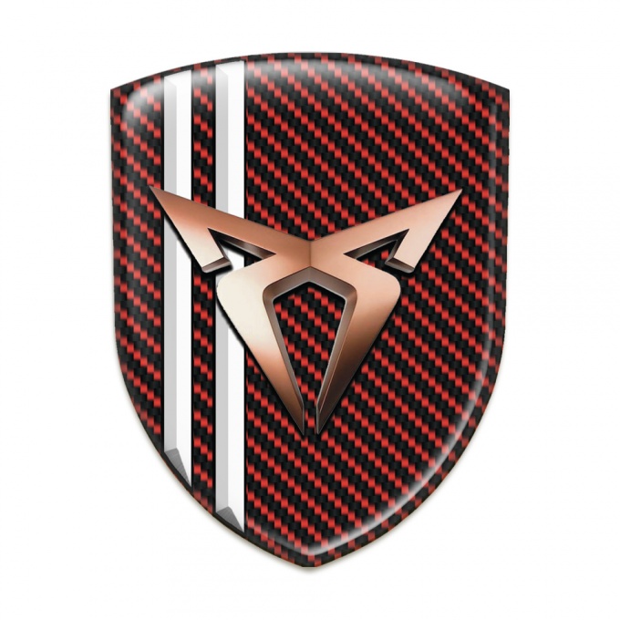 Seat Cupra Silicone Emblem Red Carbon White Stripes Model 