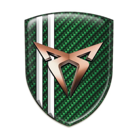 Seat Cupra 3D Gel Emblem |Green Carbon White stripes Model 