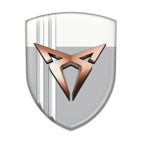 Seat Cupra Self Adhesive Car logo Emblem Gray White with White Stripes Model 