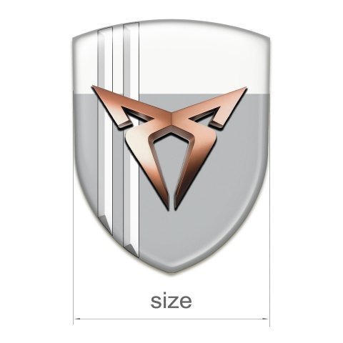 Seat Cupra Self Adhesive Car logo Emblem Gray White with White Stripes Model 