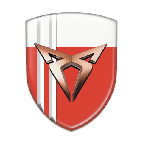 Seat Cupra Car Accessories Badge Red White with White Stripes model 