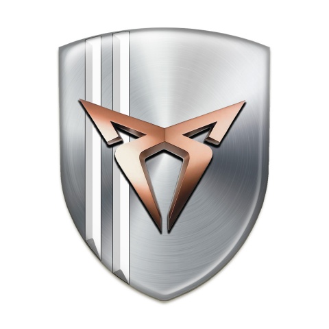 Seat Cupra Auto Emblem Silver with White Stripes Model 