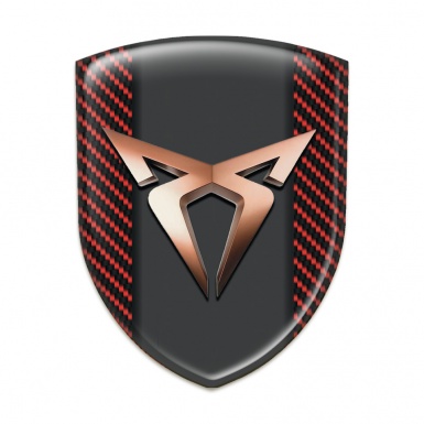 Seat Cupra Tuning Emblem Red carbon background Copper Logo 