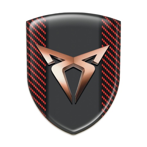 Seat Cupra Tuning Emblem Red carbon background Copper Logo 