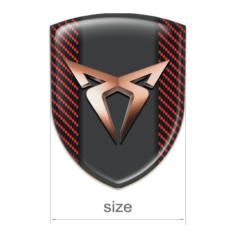 Seat Cupra Tuning Emblem Red carbon background Copper Logo 