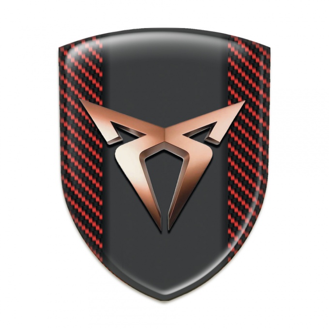 Seat Cupra Tuning Emblem Red carbon background Copper Logo 
