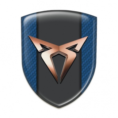 Seat Cupra 3D Gel Emblem Navy Blue Carbo Background Copper Logo 