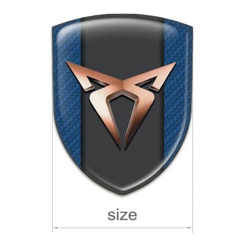Seat Cupra 3D Gel Emblem Navy Blue Carbo Background Copper Logo 