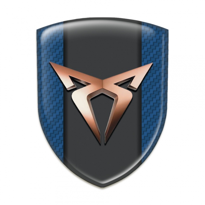 Seat Cupra 3D Gel Emblem Navy Blue Carbo Background Copper Logo 