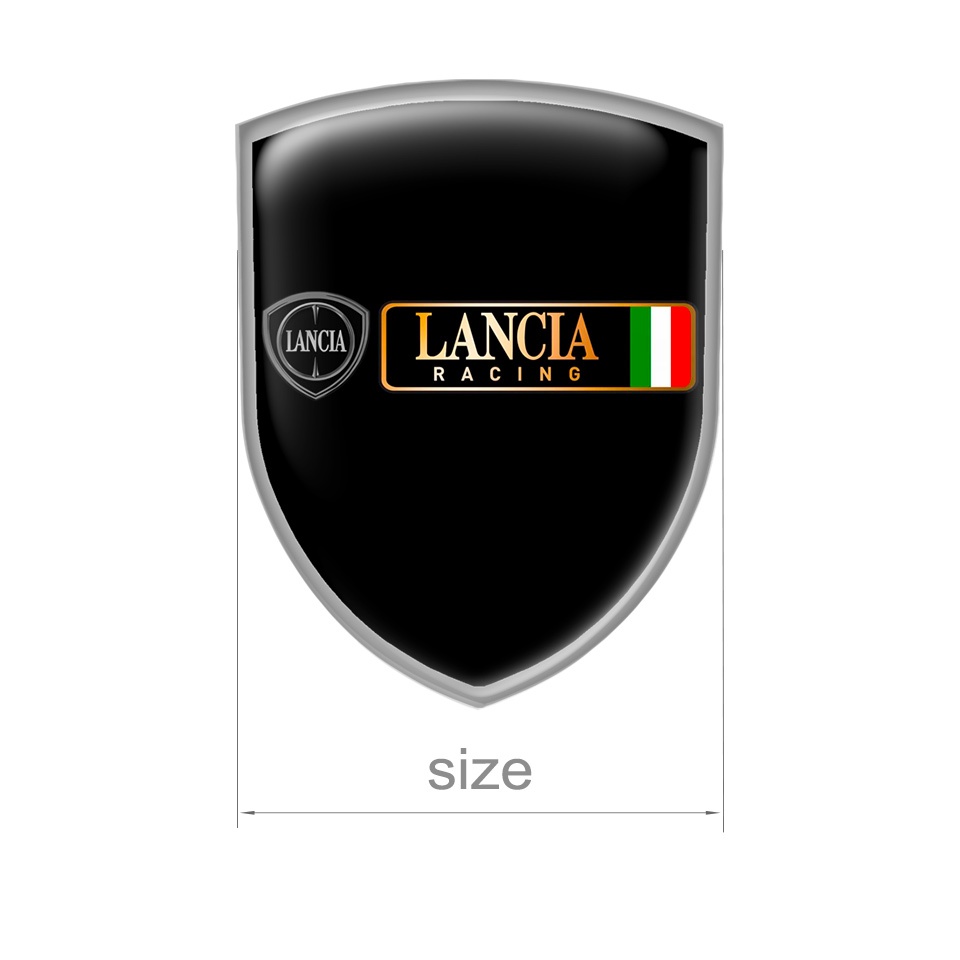 Lancia Shield Silicone Emblem Black Racing Domed Emblems Stickers