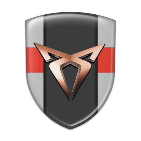Seat Cupra Silicone Car Decal Badge Gray with Red Band Version 