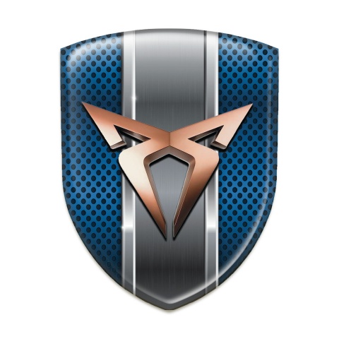 Seat Cupra Self Adhesive Emblem Logo Blue Mesh with Metal Panel Edition 