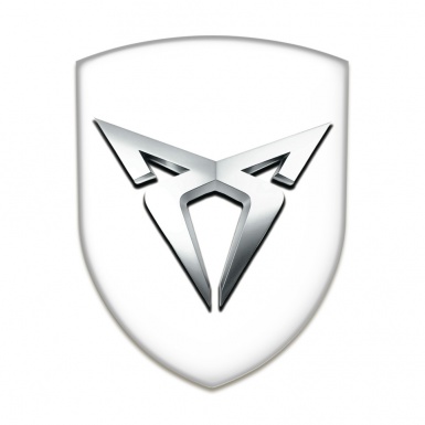 Seat Cupra Self Adhesive Car logo Emblem White Base Silver Logo 
