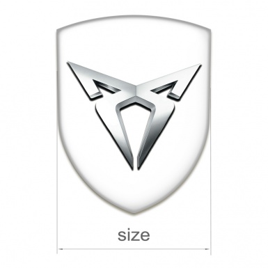 Seat Cupra Self Adhesive Car logo Emblem White Base Silver Logo 
