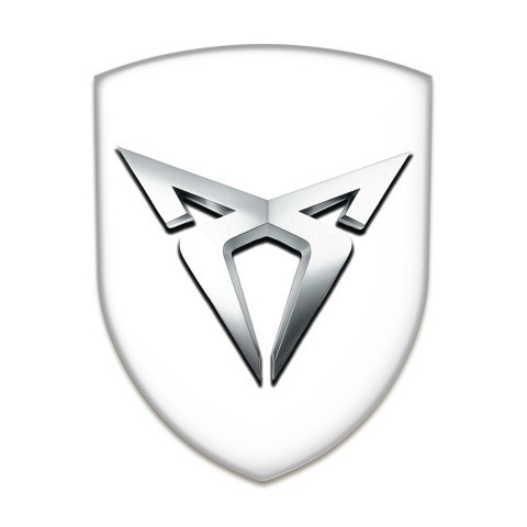 Seat Cupra Self Adhesive Car logo Emblem White Base Silver Logo 
