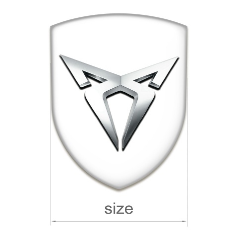 Seat Cupra Self Adhesive Car logo Emblem White Base Silver Logo 