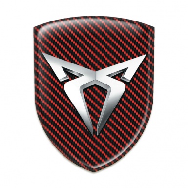 Seat Cupra Self Adhesive Emblem Logo Red carbon silver logo 
