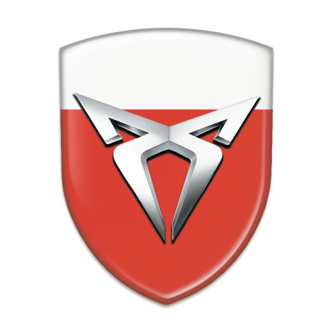 Seat Cupra 3D Gel Emblem Red White Base Silver Logo 