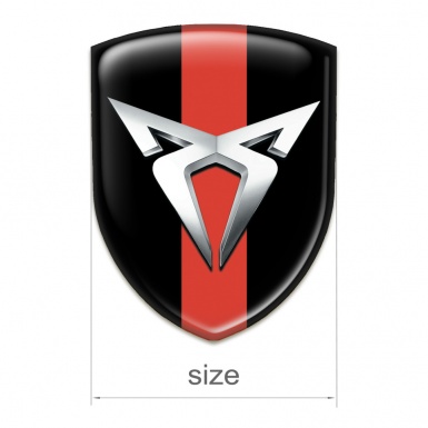 Seat Cupra 3D Gel Emblem Black with Red Band Design Silver Logo 