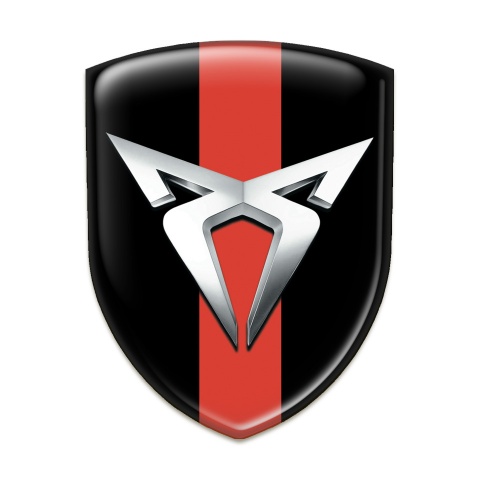 Seat Cupra 3D Gel Emblem Black with Red Band Design Silver Logo 