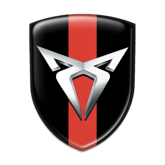 Seat Cupra 3D Gel Emblem Black with Red Band Design Silver Logo 