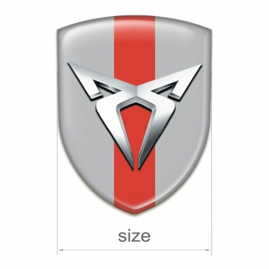 Seat Cupra Emblem Exterior Gray with Red Band Design Silver Logo 