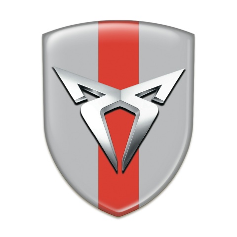 Seat Cupra Emblem Exterior Gray with Red Band Design Silver Logo 