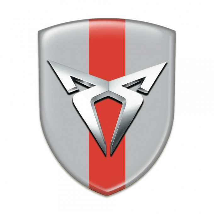 Seat Cupra Emblem Exterior Gray with Red Band Design Silver Logo 