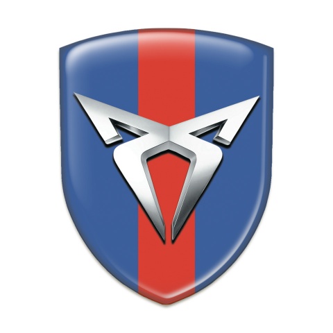Seat Cupra Tuning Badge  Blue with Red band Design Silver Logo 