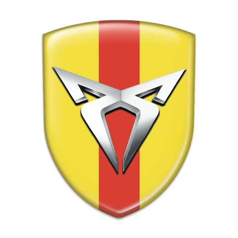 Seat Cupra Car Accessories Badge Yellow with Red bandDesign Silver Logo 