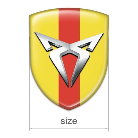 Seat Cupra Car Accessories Badge Yellow with Red bandDesign Silver Logo 