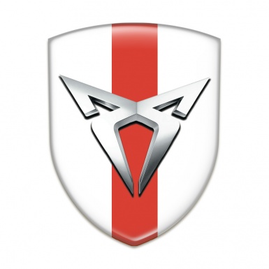 Seat Cupra Self Adhesive Car logo Emblem White with Red Band Silver Logo 