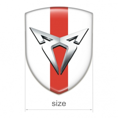 Seat Cupra Self Adhesive Car logo Emblem White with Red Band Silver Logo 